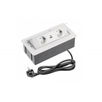Удлинитель GTV Soft врезной на 2 розетки Schuko с USB A+C 3,1 A, кабель 1,5 м, белый
