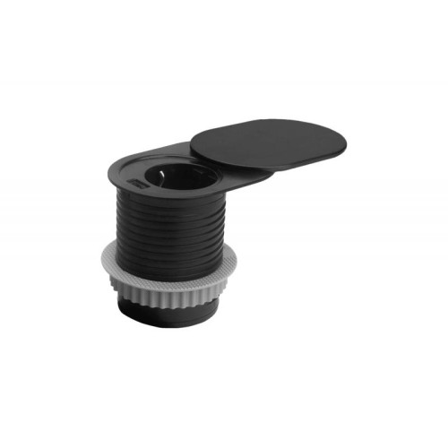 Подовжувач Rejs Elektrima Slider з USB, чорний, 1 розетка, кабель 1,9 м - 15523