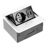 Подовжувач AVARO 1xSCHUKO, 2xUSB A кабель 1,5 м, білий