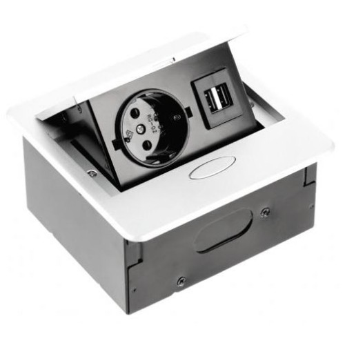 Удлинитель AVARO 1xSCHUKO, 2xUSB A кабель 1,5 м, белый - AE-PB1SAVA-10