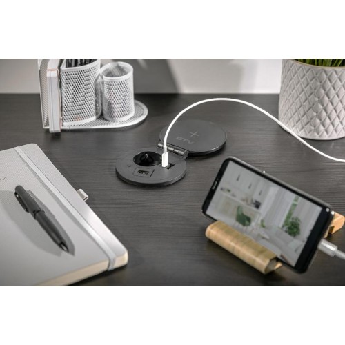 Подовжувач для офісу charger plus, 1xschuko, usb a+c, (змінні usb-a, hdmi, rj45) 1,5 м білий ae-bpw1sacp-10