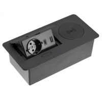 Подовжувач GTV AVARO PLUS 1 розетка SCHUKO USB A+C WC 5W провід 1,5м Чорний