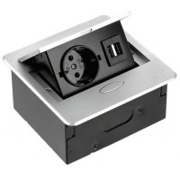 Подовжувач AVARO 1xSCHUKO, 2xUSB A кабель 1,5 м, алюміній