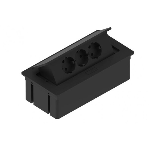 Прямоугольный встраиваемый удлинитель 3x schuko черный Elektrima Kwadro Rejs - TR19.0003.08.061