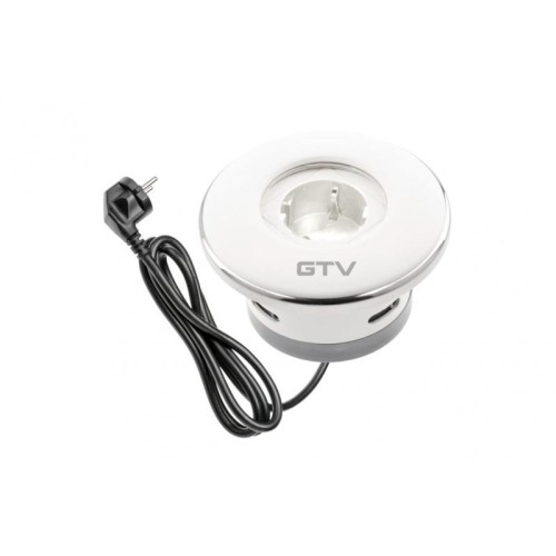 Подовжувач SHUTTER круглий врізний, 1xSCHUKO, кабель з вилкою 1,5м, білий - AE-GM1SSHU-10