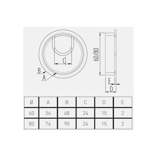 Заглушка офісна металева FI-80, чорна - PM-LBFI80-20M