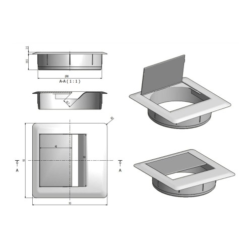 Заглушка квадратная под провода FI-80 графит - PM-PLKW80-60