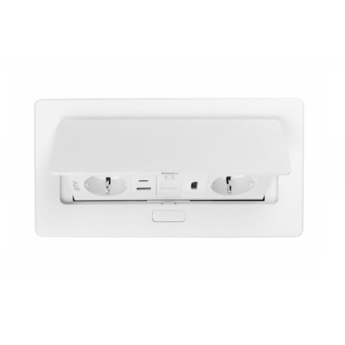 Вбудований подовжувач GTV MultiSoft 2xSchuko + USB A+C + HDMI + RJ45, білий, з кабелем 1,5 м - AE-PBSURH2GS-10