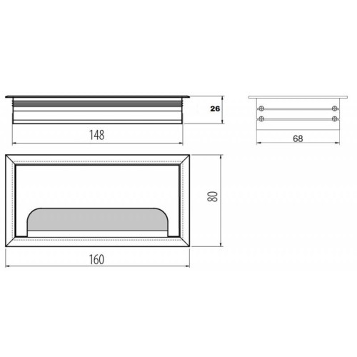 Пропуск для кабелю Rejs DOCKER чорний 80x160 мм, алюміній - 4491