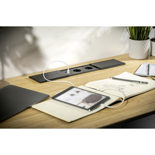 Подовжувач GTV PRESTINO 2 розетки SCHUKO USB А+С RJ45, HDMI провід 1,5м Алюміній