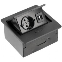 Подовжувач GTV AVARO 1 розетка SCHUKO 2xUSB провід 1,5м Чорний