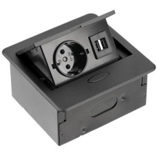 Подовжувач GTV AVARO 1 розетка SCHUKO 2xUSB провід 1,5м Чорний