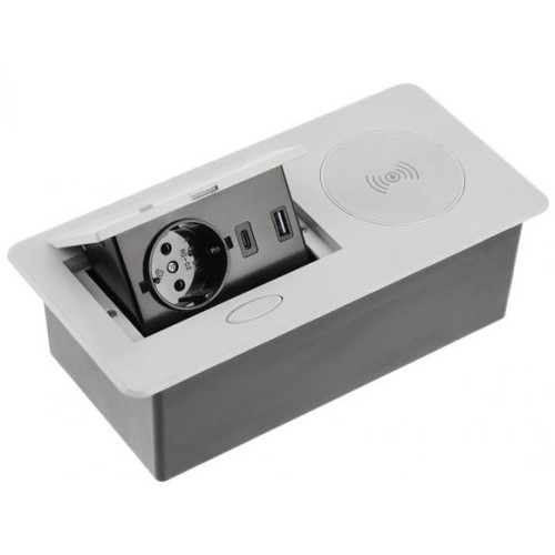 Подовжувач GTV AVARO PLUS 1 розетка SCHUKO USB А+С WC 5W провід 1,5м Алюміній