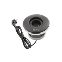 Подовжувач SHUTTER круглий врізний, 1xSCHUKO, кабель з вилкою 1,5м, чорний