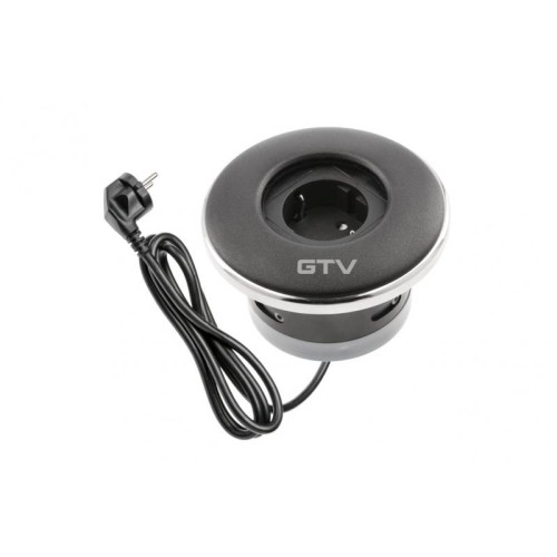 Удлинитель SHUTTER круглый врезной, 1xSCHUKO, кабель с вилкой 1,5м, чёрный - AE-GM1SSHU-20