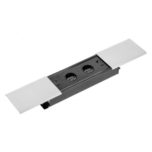 Подовжувач GTV PRESTINO 2 розетки SCHUKO USB А+С RJ45, HDMI провід 1,5м Алюміній