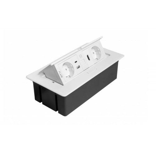 Вбудований подовжувач GTV MultiSoft 2xSchuko + USB A+C + HDMI + RJ45, білий, з кабелем 1,5 м - AE-PBSURH2GS-10