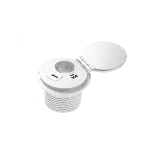 Подовжувач для офісу charger plus, 1xschuko, usb a+c, (змінні usb-a, hdmi, rj45) 1,5 м білий ae-bpw1sacp-10