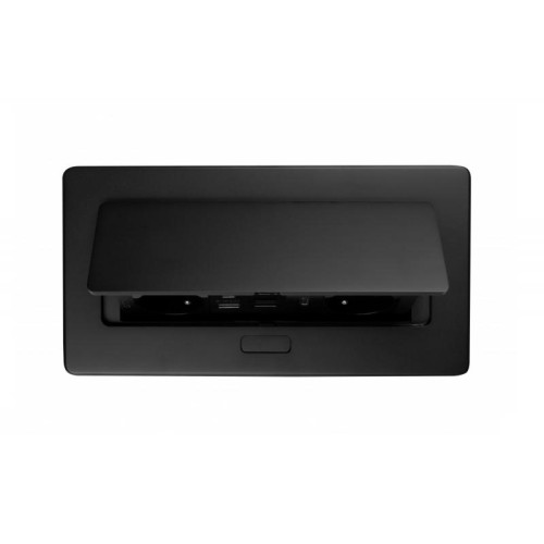 Вбудований подовжувач GTV MultiSoft 2xSCHUKO + USB A+C + RJ45 + HDMI, врезной, черный, кабель 1.5 м - AE-PBSURH2GS-20