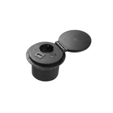 Подовжувач GTV CHARGER PLUS 1 розетка SCHUKO USB A+C (змінні USB, RJ45 HDMI) провід 1,5м Чорний