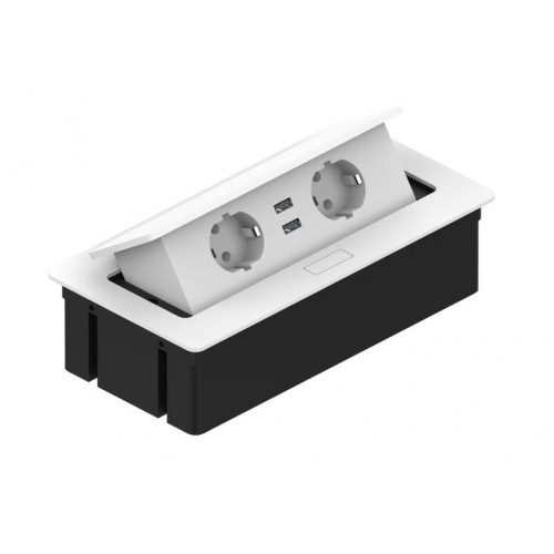 Прямокутний подовжувач 2x schuko 2 x USB 2,1A білий Elektrima Kwadro Rejs - TR19.0004.08.013