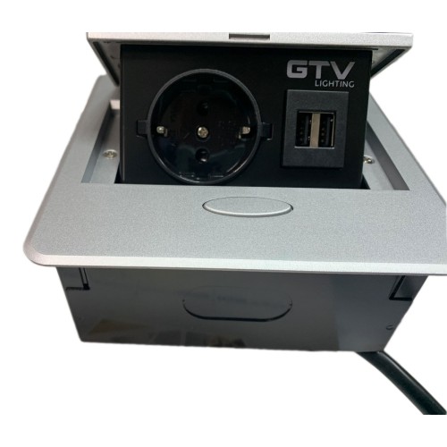 Подовжувач AVARO 1xSCHUKO, 2xUSB A кабель 1,5 м, алюміній