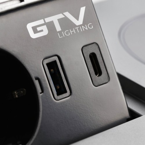 Подовжувач GTV AVARO PLUS 1 розетка SCHUKO USB A+C WC 5W провід 1,5м Чорний