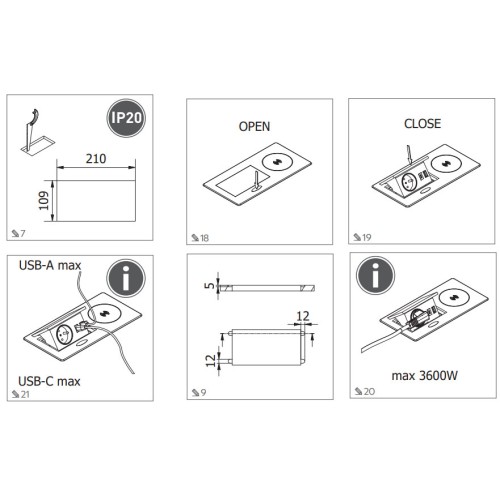 Подовжувач GTV AVARO PLUS 1 розетка SCHUKO USB A+C WC 5W провід 1,5м Чорний