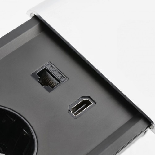 Подовжувач GTV PRESTINO 2 розетки SCHUKO USB А+С RJ45, HDMI провід 1,5м Чорний