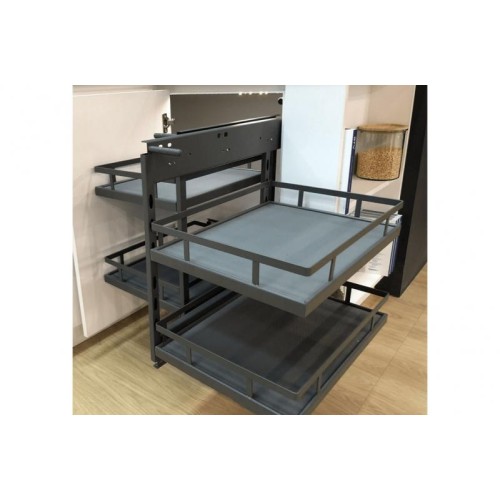 Угловая кухонная система GTV MovixPro с доводчиком, выдвижные корзины, антрацит, ширина 900 мм - 3338