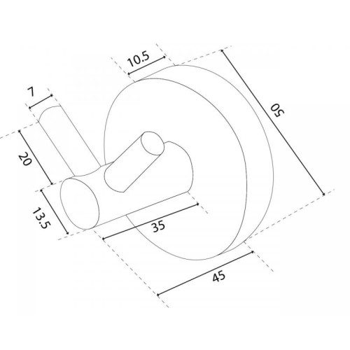 Меблевий подвійний гачок HK-2 BLK, чорний, 40 мм - 14647