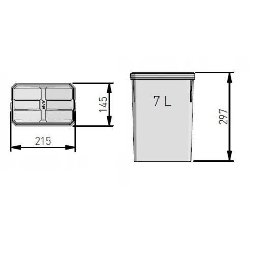 AxiSpace Мусорное Ведро 7л, Графит - PB-AS-W-7L