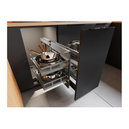 Угловая кухонная система GTV MovixPro с доводчиком, выдвижные корзины, хром/белый, ширина 900 мм - 9242