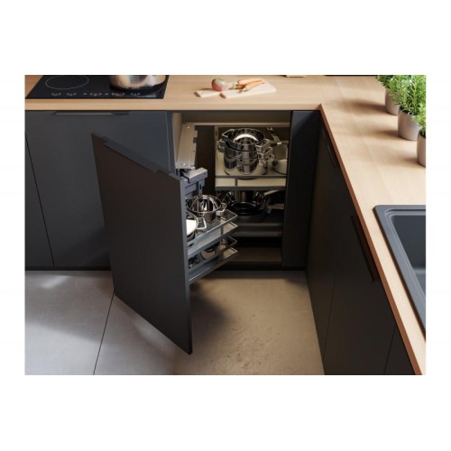 Угловая кухонная система GTV MovixPro с доводчиком, выдвижные корзины, хром/белый, ширина 900 мм - 9242