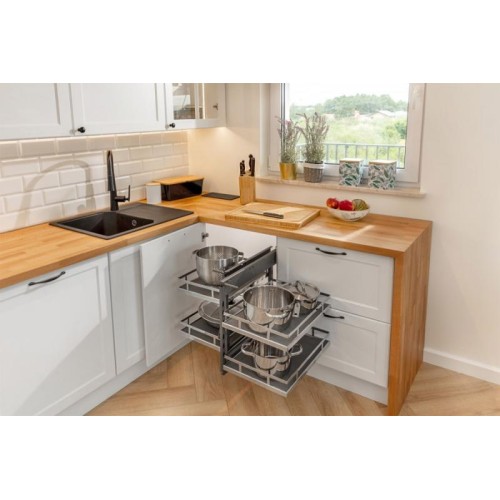 GTV CORNER MovixPro - універсальний, з двома висувними кошиками, з доводчиком, хром/білий, 800 мм - 9241