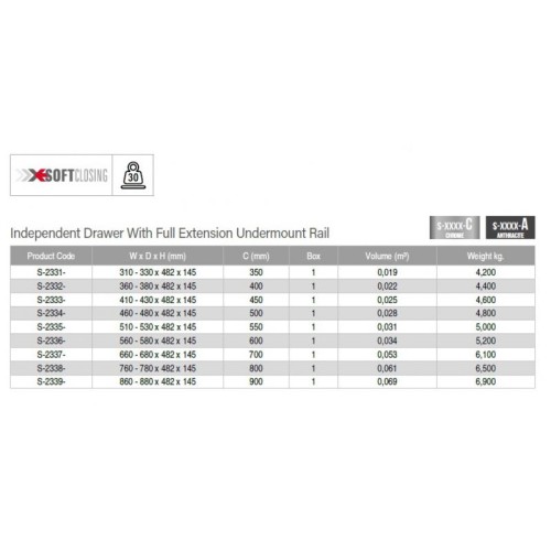 Кошик повного висування Starax + Тандем напрямні 800 мм, хром - S-2338-C