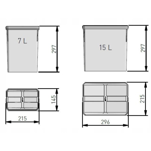 Сегрегатор Axispace 600 мм, 4 емкости (1X 15 л + 3X 7 л), графит - PB-AS-600-1X15L-3X7L