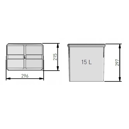 AxiSpace Мусорное Ведро 15л, Графит - PB-AS-W-15L