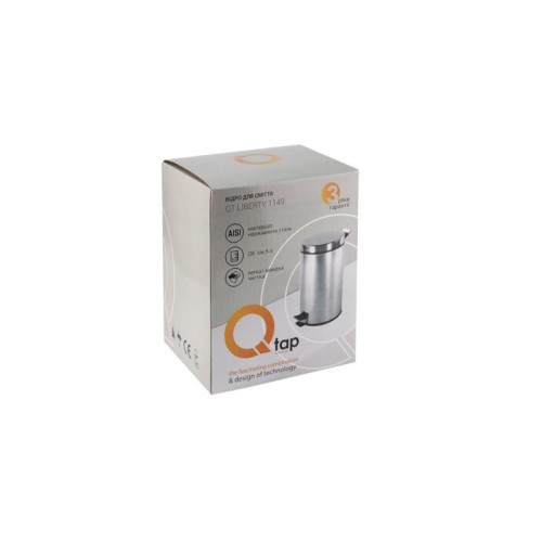 Мусорное ведро QT Liberty хром 5L с крышкой и педалью (нерж.) - 13872