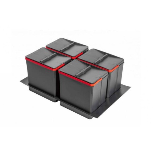 Сегрегатор для сміття AxiSpace, Розмір: 900мм, 4 ємності (4х15л), Колір: Графіт - PB-AS-900-4X15L