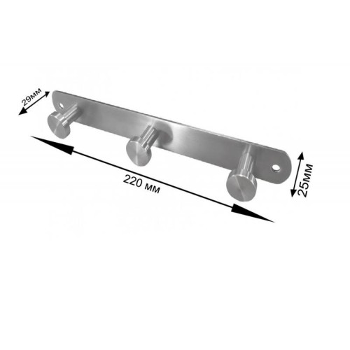 Гачок меблевий потрійний інокс - 14649