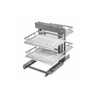 Кутова кухонна система GTV MovixPro з доводчиком, висувні кошики, хром/білий, ширина 900 мм.