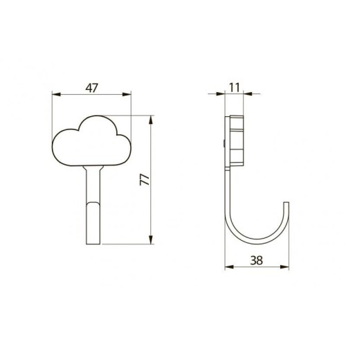 Гачок меблевий GTV дитячий CLOUD сірий - WM-CLOUD-SZ
