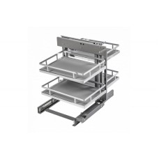 Угловая кухонная система GTV MovixPro с доводчиком, выдвижные корзины, хром/графит, ширина 900 мм