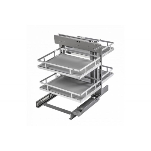 Угловая кухонная система GTV MovixPro с доводчиком, выдвижные корзины, хром/графит, ширина 900 мм - 3358