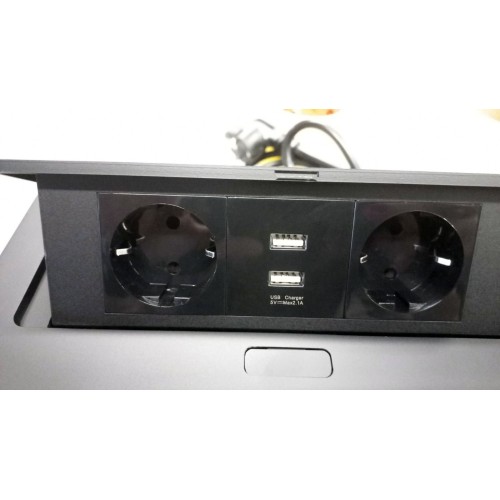 Прямокутний подовжувач 2x schuko 2 x USB 2,1A чорний Elektrima Kwadro Rejs - TR19.0004.08.061