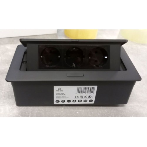 Прямоугольный встраиваемый удлинитель 3x schuko черный Elektrima Kwadro Rejs - TR19.0003.08.061