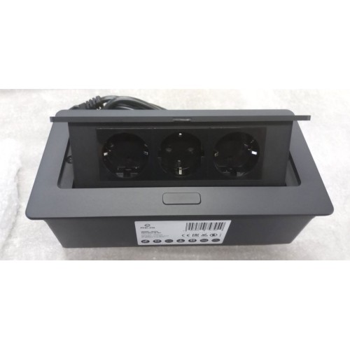 Прямоугольный встраиваемый удлинитель 3x schuko черный Elektrima Kwadro Rejs - TR19.0003.08.061