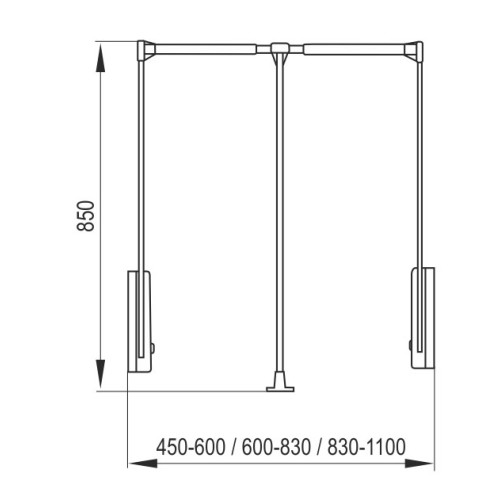 Пантограф для шафи Rejs чорний/хром 600-830мм - WA01.1926.08.052