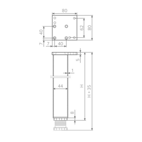 Опора для столу Rejs H-820 мм, 46x46 мм, алюмінієва, квадратна, регульована - 14932